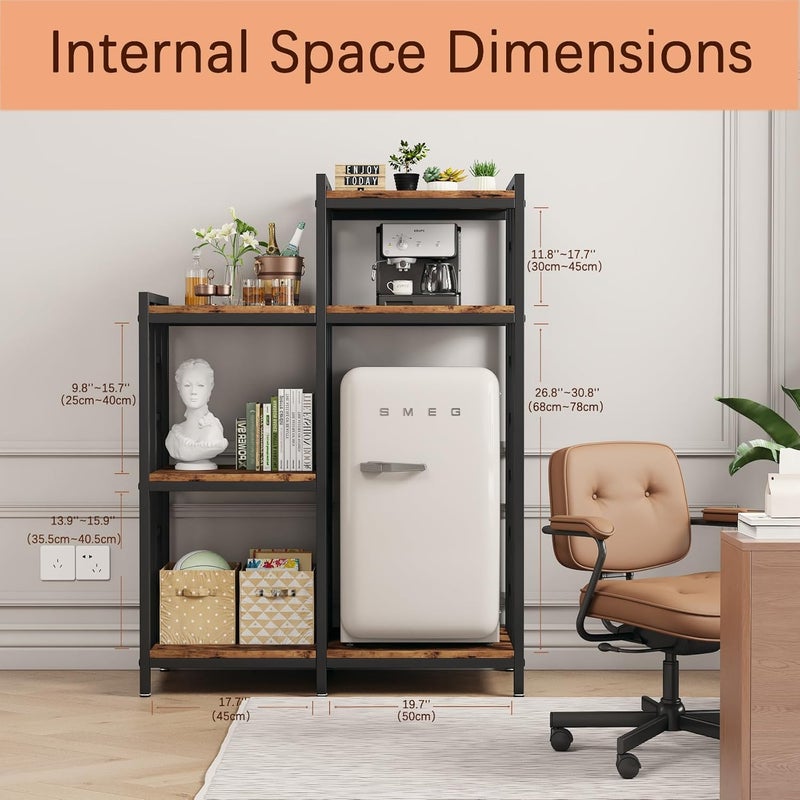 YCHF 6-Tier Kitchen Bakers Rack, Utility Storage Shelf, Mini Fridge & Microwave Oven Stand Table, Coffee Bar, Adjustable Shelves Freestadning for Kitchen Home Office - Image 5